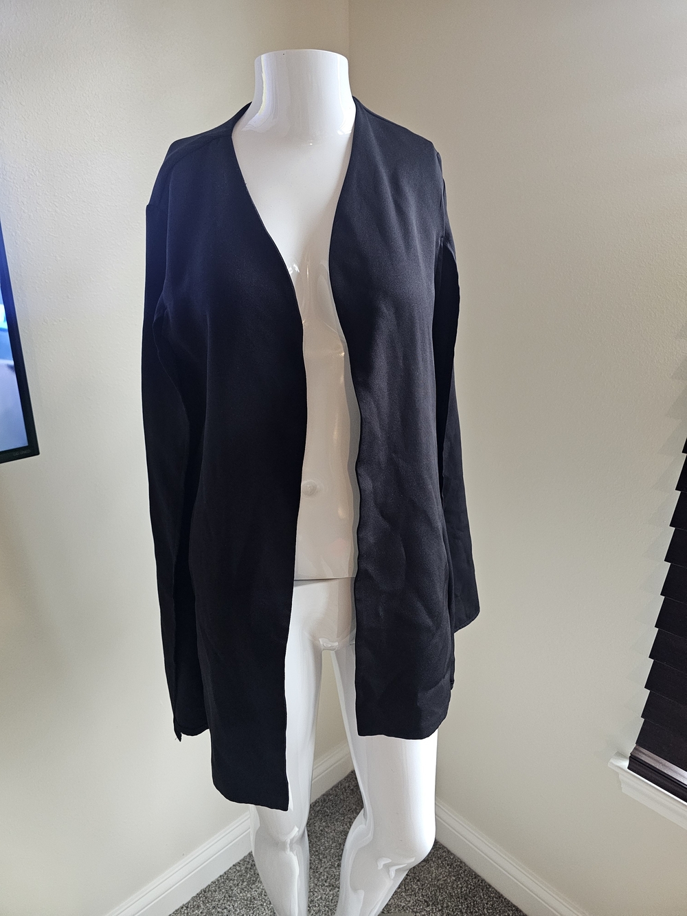 Classic Open Front Black Cardigan